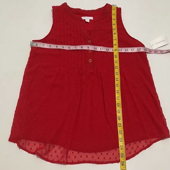 Charter Club Sleeveless Button Blouse Barn Red XS - Picture 8 of 13